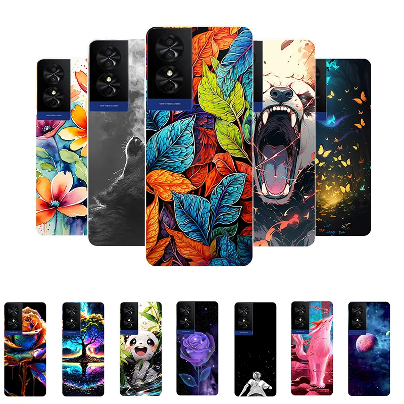 Colorful Leaves Flower Painted Soft Silicone Phone Case Cover - Bumper Protection Design