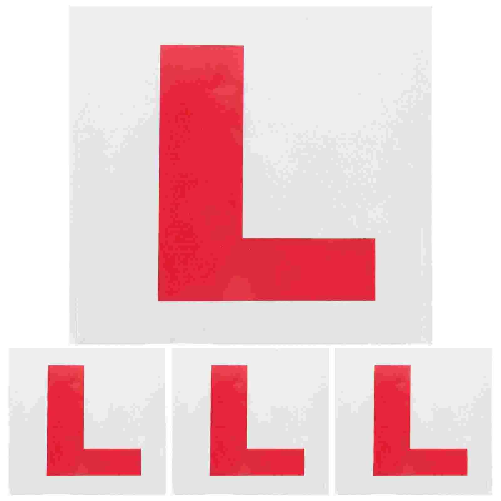

4 Pcs Car Sticker Stickers L Shape Learning Window Reflective Decal Adhesive Decals Learner Driver Vehicle Decorative