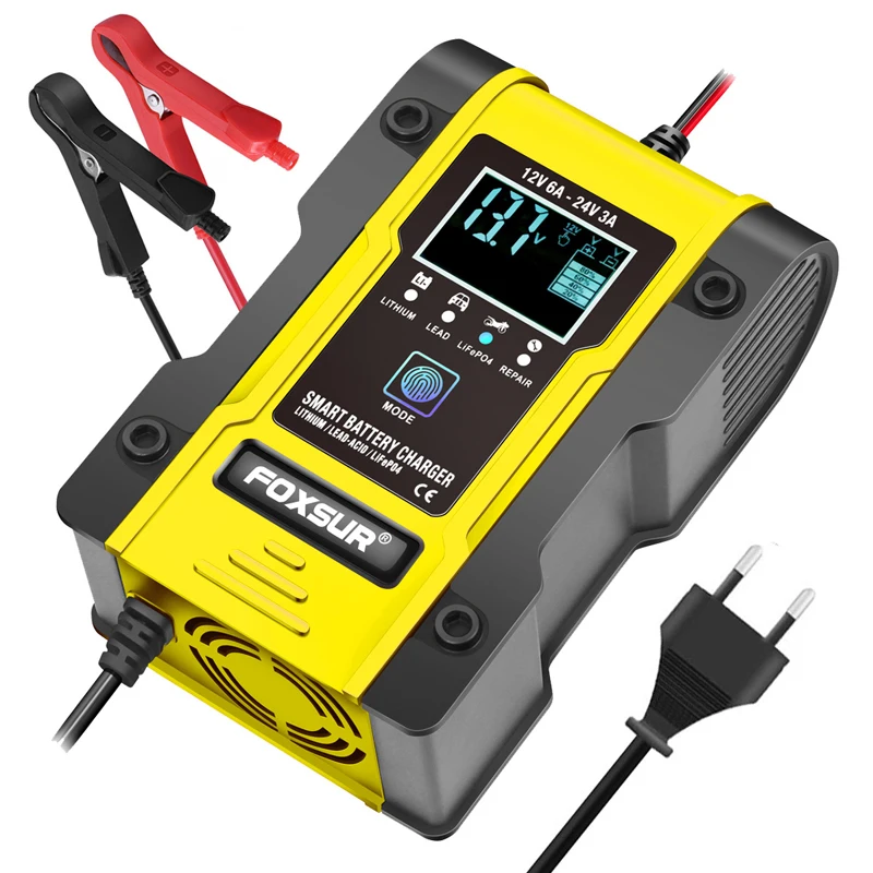 FOXSUR 12V 6A パルス修復充電器 LCD ディスプレイ付き