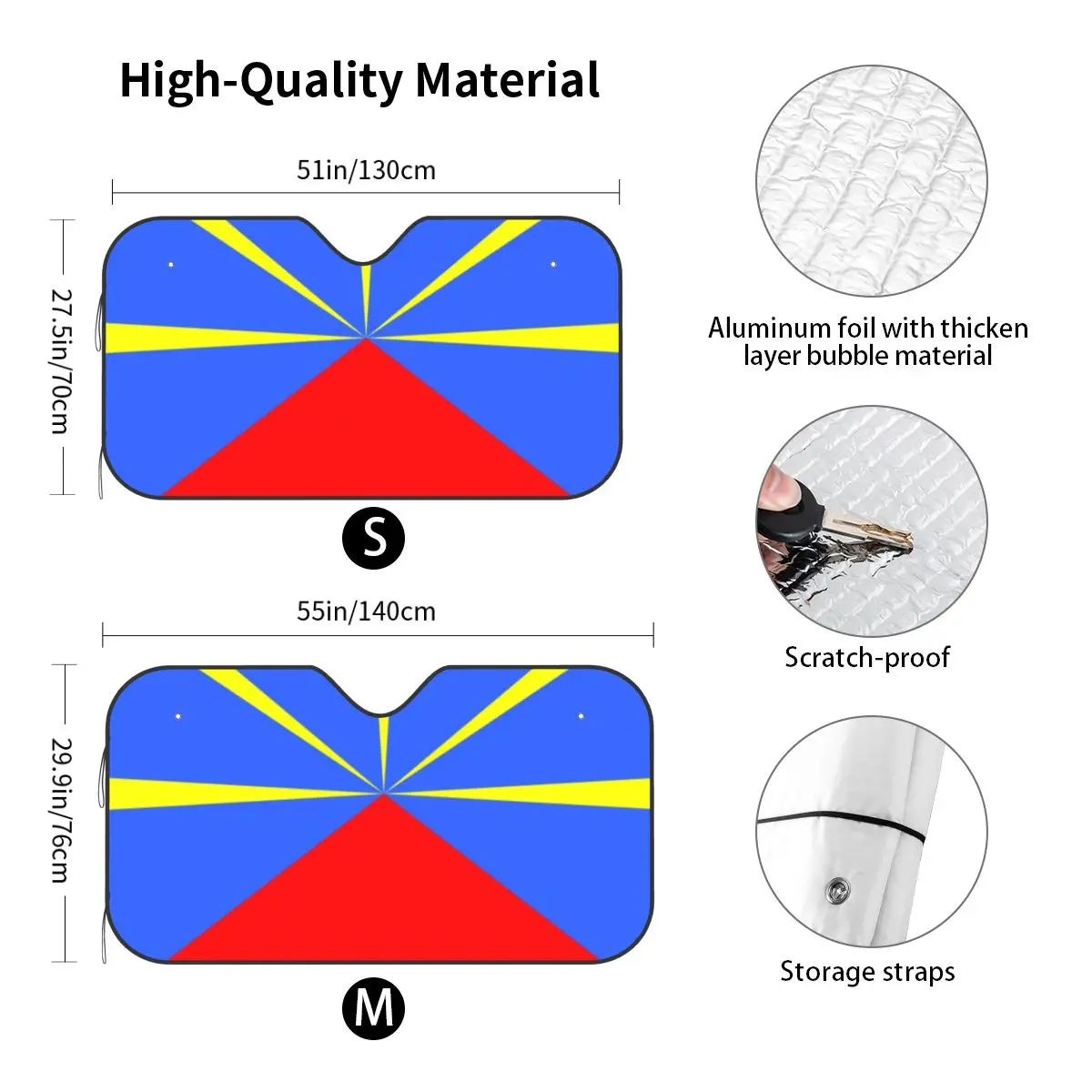 Reunion Island Flag Car Windshield Sunshade Foldable Sun Blocker Car Window Shades