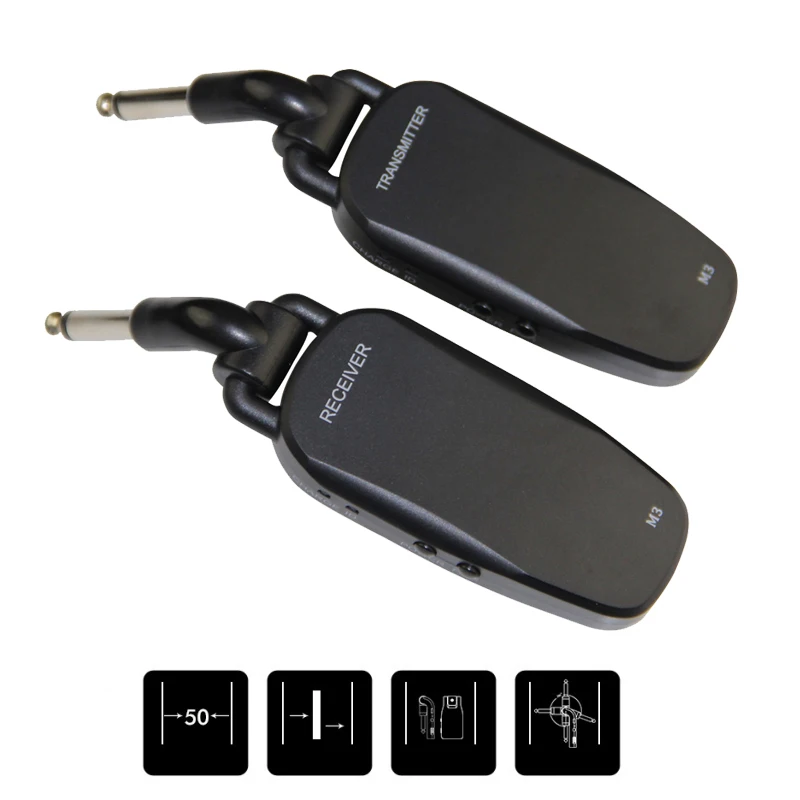 2.4G 무선 기타/베이스 송수신기 시스템 충전식 6채널 오디오 송신기 (일렉트릭 기타/베이스용)
