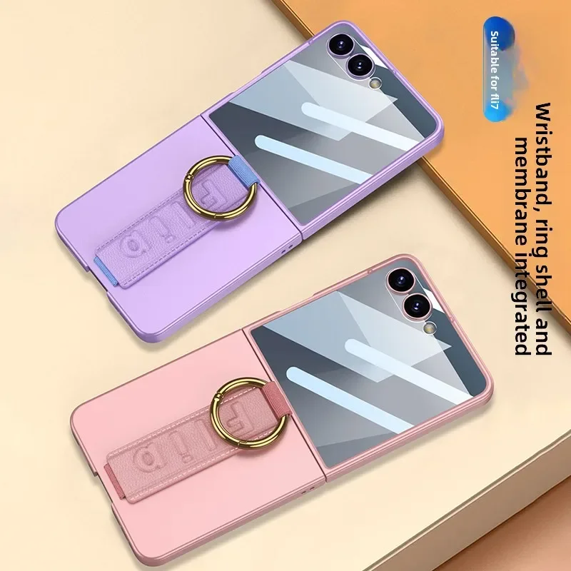 Ultra Thin Ring Holder Phone Case with Wrist Strap and Tempered Film Protection