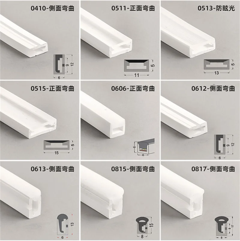 LED Strip Light Flexible Neon Silicon Tube Profiles Housing 1-5M/pcs Recessed Waterproof IP67 Outdoor Decor