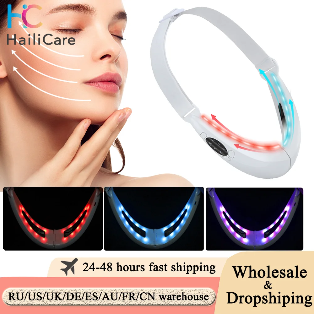 

EMS Facial Lifting Device LED Photon Therapy Face Slimming Vibration Massager Double Chin V Line Lift Belt Cellulite Jaw Device