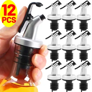 12/1PCS Leak-proof Oil Bottle Stopper Seal Lock Plug Food Grade Sauce Nozzle Liquor Dispenser Wine Pourer Kitchen SeasoningTools