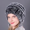 Women Winter Warm Real Rex Rabbit Fur Hat Snow Cap Winter Hats For Women Girls Real Fur Knit Skullies Beanies Natural Fluffy Hat 3