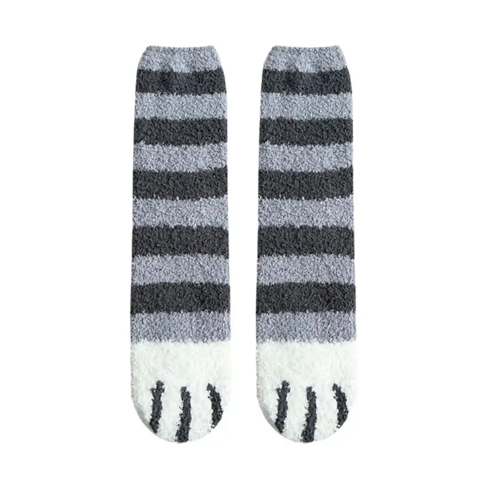 Damen Winter Warme Flauschige Socken Niedliche Tierpfoten-Katzenpfoten-Fußabdruck-Flauschsocken Dicke Korallenfleece Haussocken Schlafsocken – Detail 24