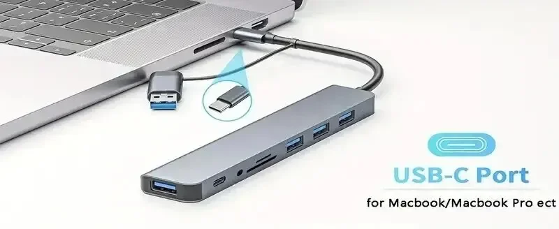 Hub 8 in 2 con splitter, lettore USB, porta C 3.0, 2.0, docking station per schede SD e TF._voghion.com