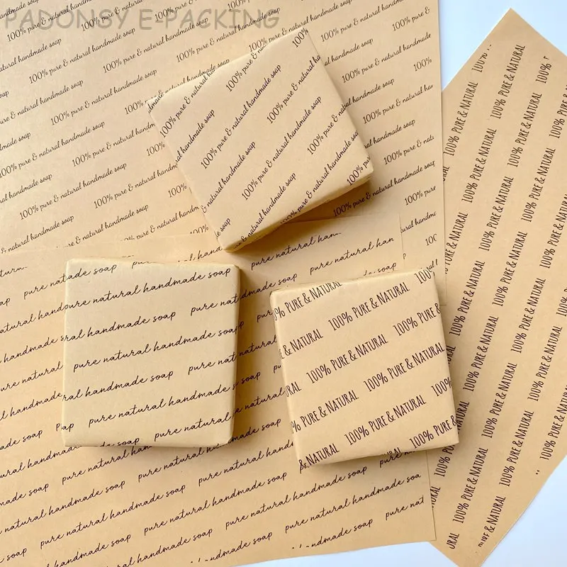 

100pcs Natural Kraft Paper Handmade Soap Wrapping Paper ECO Friendly Soap Packaging for Business with Logo Free Shipping