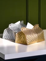 Nordic Home Living Room Decoration Tissue Box Leather Tissue Paper Holder Paper Towel Dispenser Toilet Tissue Holder Luxury Gold 2