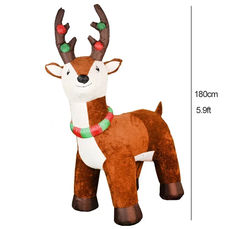 Inflatable Christmas Plush Reindeer Dolls Decoration 5.9ft LED Lights Blow Up Toy Xmas Outdoor Yard Decor for Home Holiday Party 6