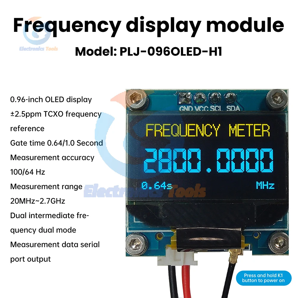RF Frequency Meter 20MHz-2.7GHz Frequency Counter 0.96-Inch OLED Display Module Digital Signal Meter DC 8-10V frequency counter tester frequency meter
