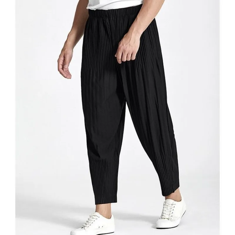 Men's Pleated Lantern Pants Men's Pants Loose Casual Spring Summer Haren Trousers Nine-minute Tide
