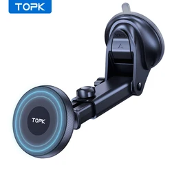 TOPK Magnetic Car Phone Holder with Single-Hand Operation and Metal Hook Design (For Dashboard)