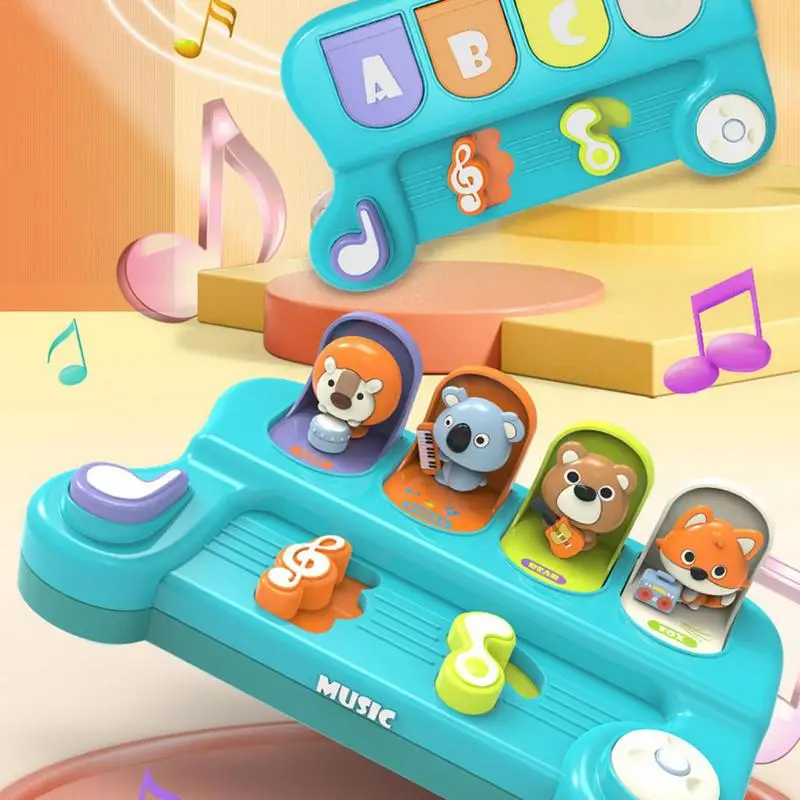 팝 동물 친구 조기 발달 교육 장난감 손잡이가 달린 동물 팝 아웃 박스, 소년 소녀용 다채로운 발달 장난감