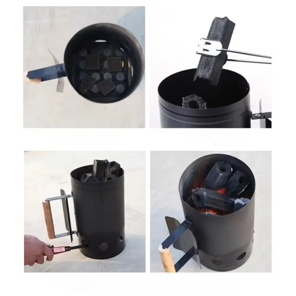 Camping Charcoal Barrel Carbon Stove Charcoal Lighter Chimney Quick Fire Briquette Starters Can Canister for Grilling