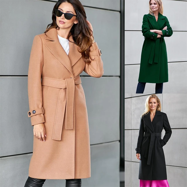 Abrigo largo con botones delanteros Para mujer, ropa informal con cinturón,  moda de otoño e invierno, novedad abrigos mujer invierno 2022 rebajas  chaqueta invierno mujer abrigada ropa mujer oferta envío gratis - AliExpress