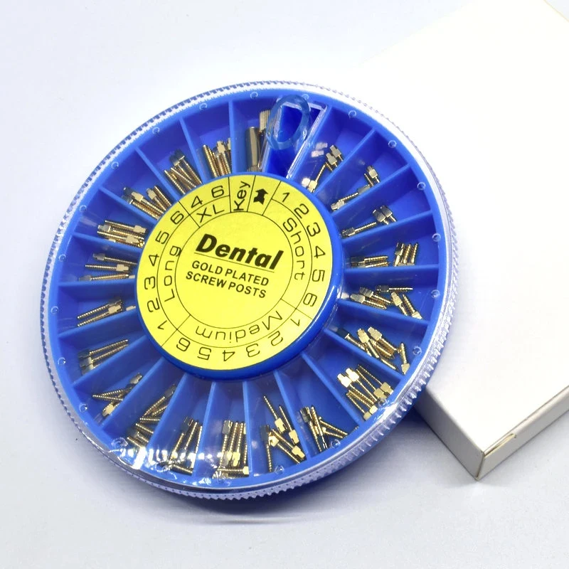 DentalGoldPlatedScrewPost120pcsStainlessSteelScrewPostDental