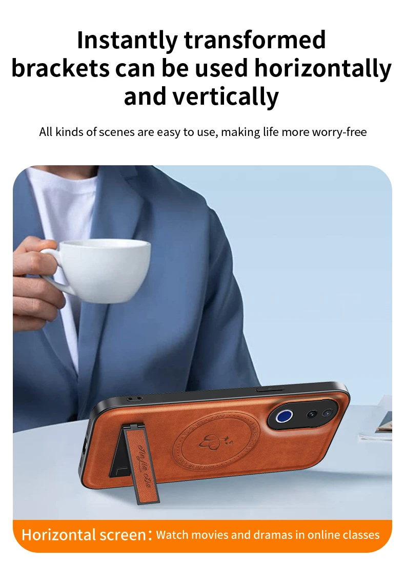 Leather Stand Case with Magnetic Holder and Camera Protector