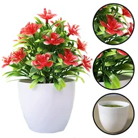 1pc Artificial Flowers Five Leaf Plum Small Potted Plants Tree