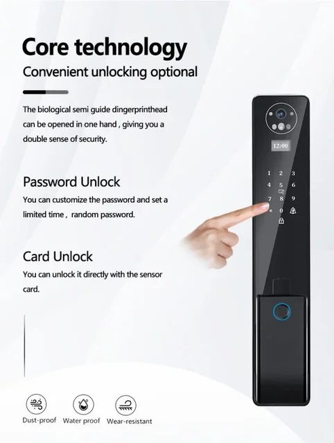 TUYA APP Digital Fingerprint 3D Face Recognition Lock with Camera Electric Digital Biometric Door Smart Lock 4