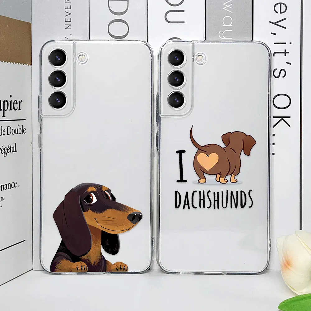 Dachshund Silhouette Dog Cute Animal Phone Case Per Samsung Galaxy S23 S22 Plus S21 S20 Fe Ultra 5G Soft Cover Trasparente Funda