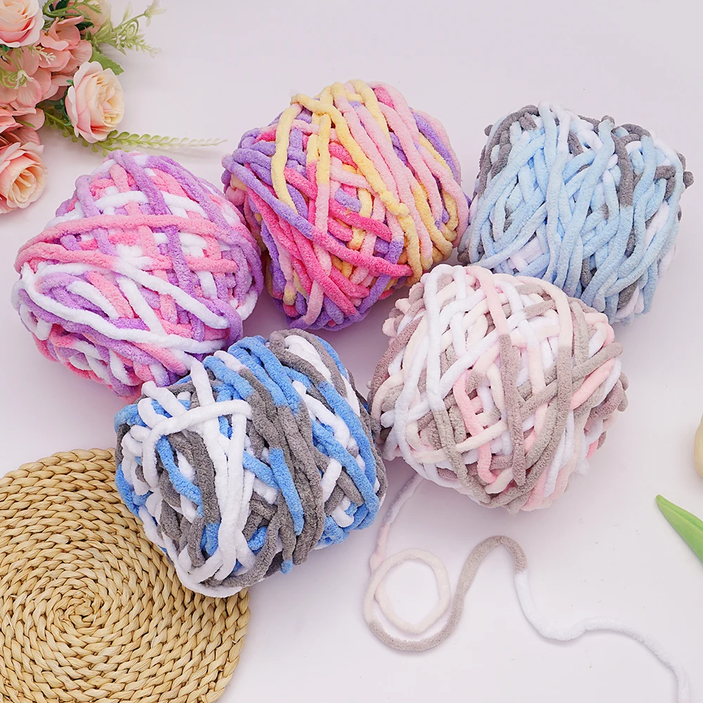 98±3g (45 Yards) 6mm Width 100% Acrylic Blended Chenille Ice Yarn For Hand Knitting, Anti-Pilling Anti-Static Eco-Friendly.