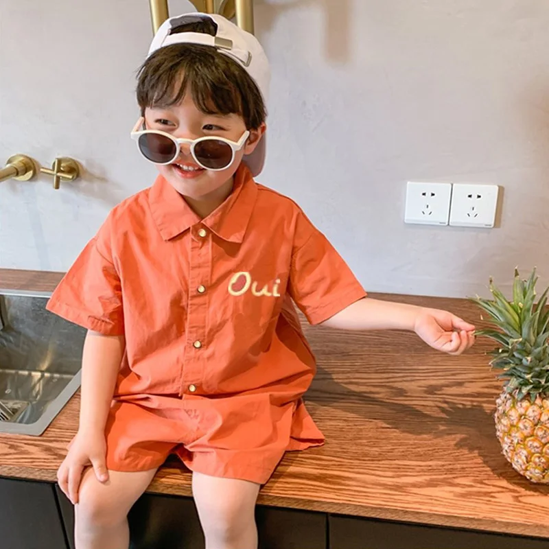 Children's Clothing Sets 2Pcs Boys And Girls Short Sleeve Polo Shirt + Pant Cotton Summer