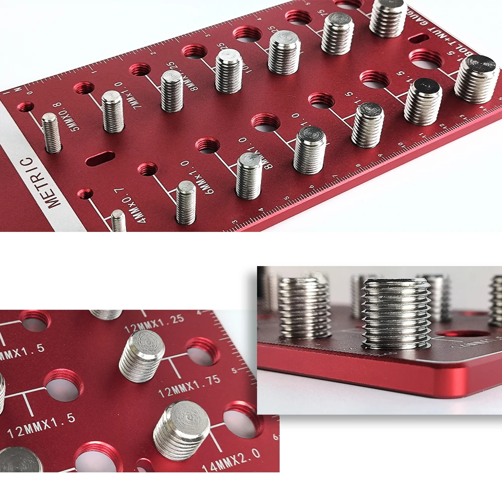 Misuratore Della Filettatura Di Dadi E Bulloni, 14 Misure Metriche E 14 Dimensioni Standard Dei Bulloni E Misuratore Di Filettatura, 28 Specifiche Indicatore Identificatore Di - Foto 11