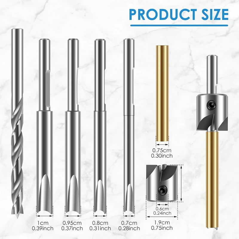 8Pcs Barrel Trimmer Kit High Speed Steel Pen Mill Trimmer With 3/4Inch Cutting Head Woodworking Tool