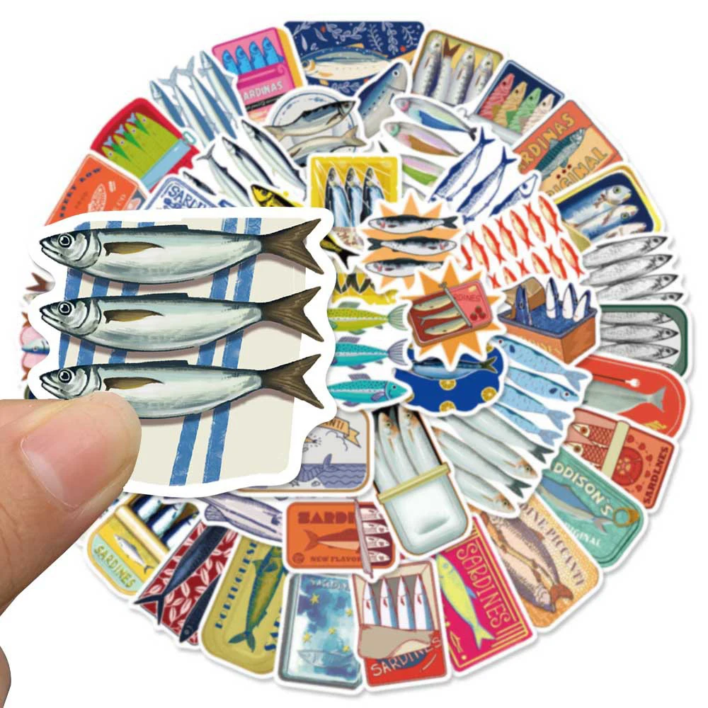 10/30/50개 빈티지 정어리 캔 그래피티 스티커 지중해 감성 데칼 DIY 노트북 전화 문구 장식 스티커