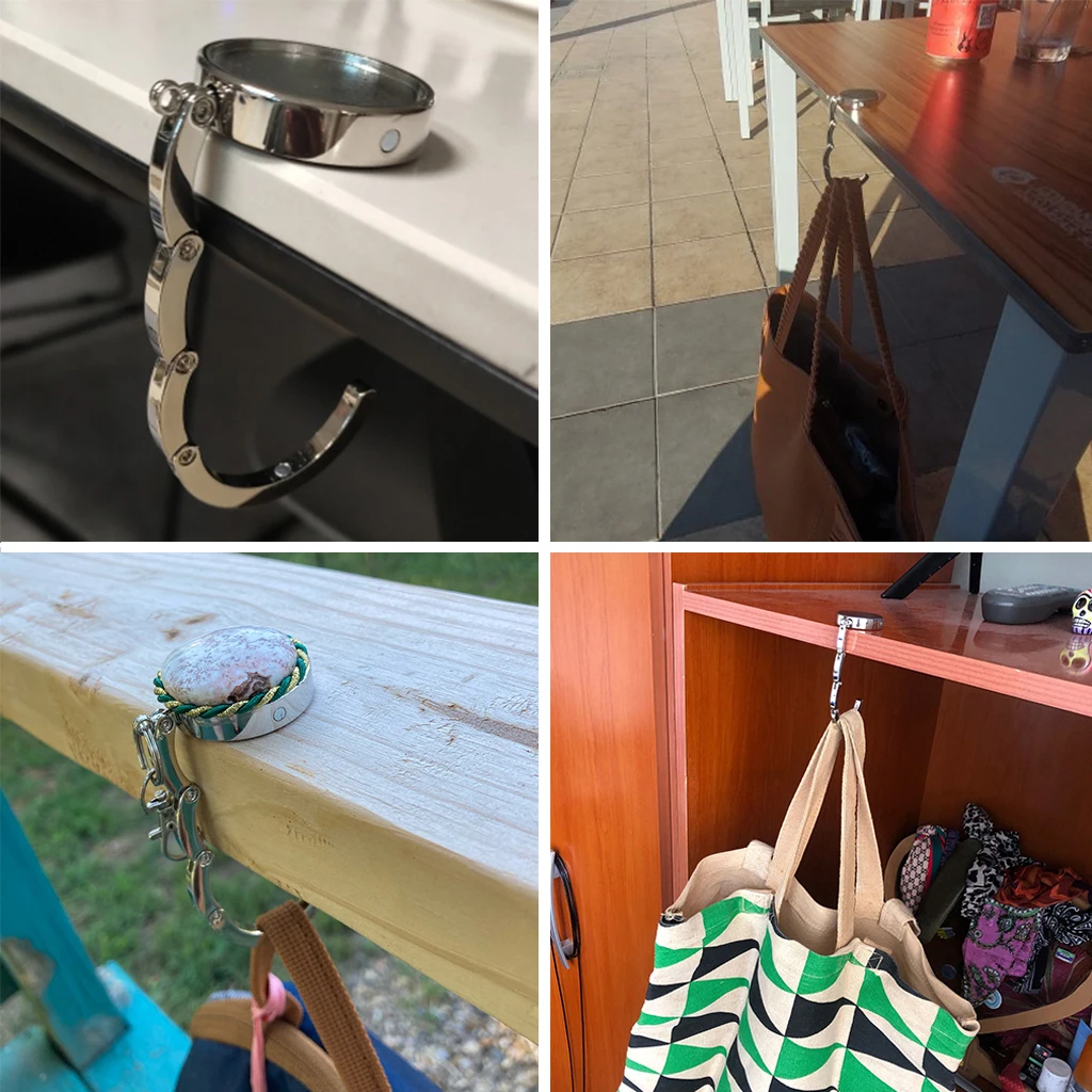 Diy Foldable Glossy Handbag Bag Purse Hanger Folding Hooks Holder for Restaurant  Dining Wedding Party Event Table 