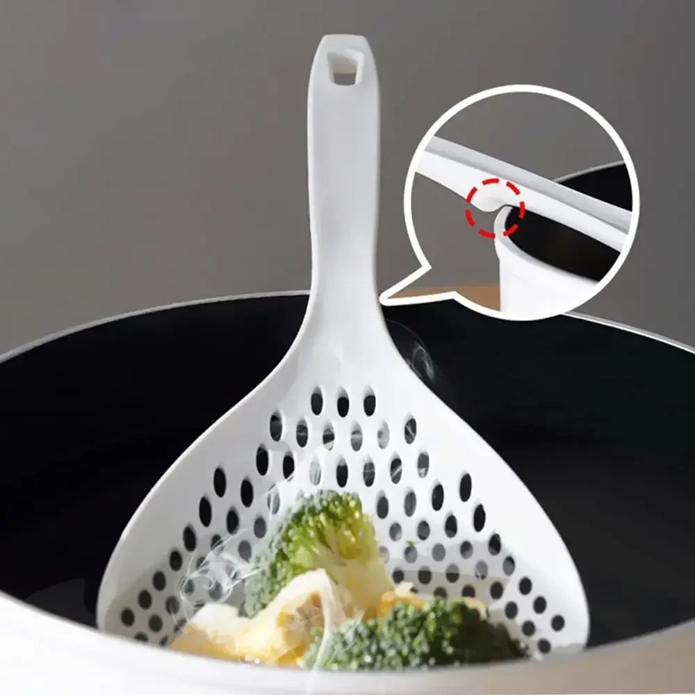 3pcs Strainer Scoop Drain Shovel Colander Slotted Pasta Spoon Plastic Skimmer Spoon with Handle Food for Kitchen Cooking