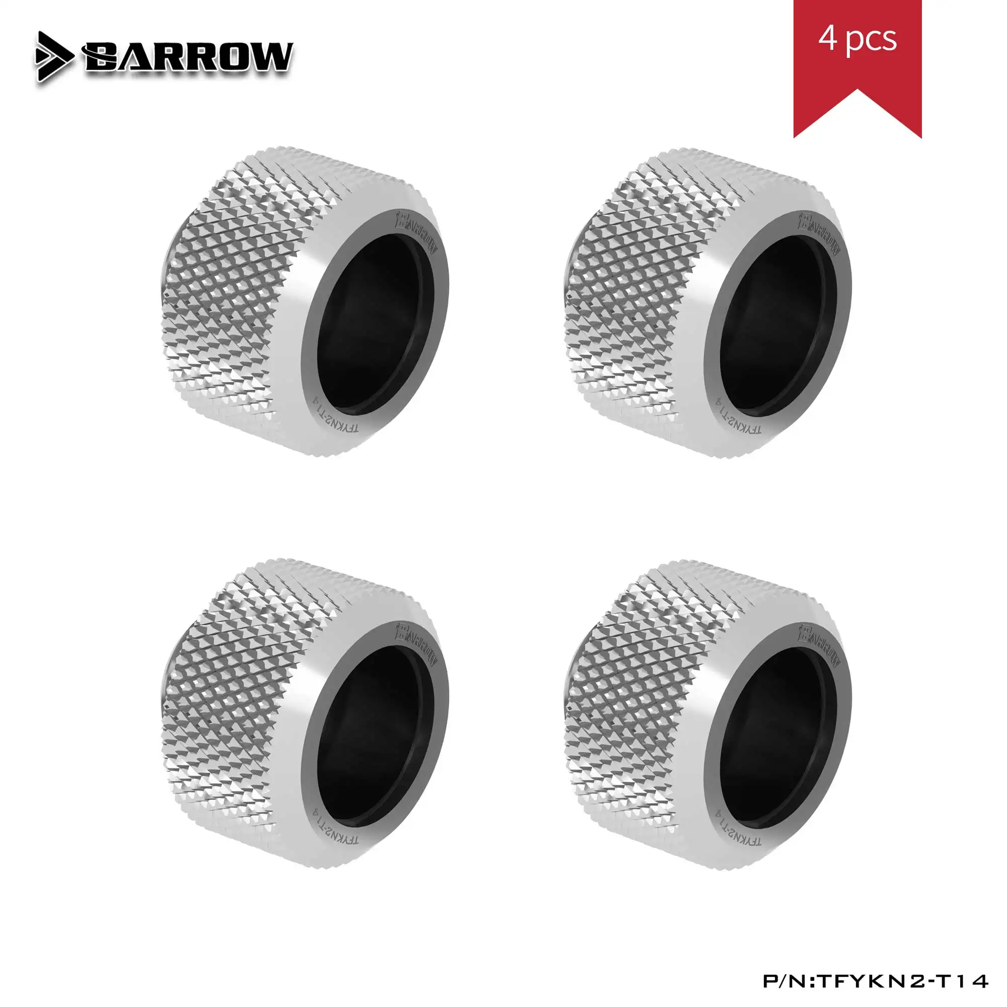 

Barrow TFYKN2-T14 4 шт., фитинг G1/4, система водяного охлаждения для ПК, жесткие трубки, фитинги «сделай сам», охлаждающая жидкость, золото/черный/серебристый/белый