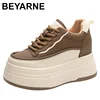 Genuine Leather Flats Casual Sneakers Women 2024 New Chunky Platform Sports Shoes Ladies High Heels Designer Tennis Thick Bottom 1