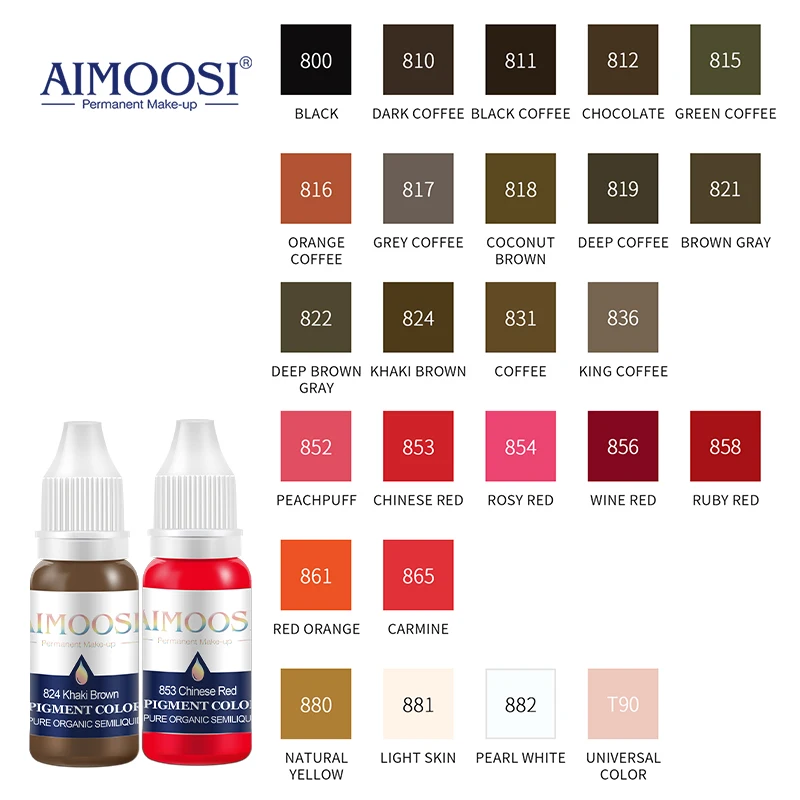 Tattoo Ink Tattoo Ink Pigment Tattoo Ink Kit AIMOOSI Semi Permanent Makeup Pigment for Eyebrow Professional Vegan Microblading Inks Beauty Health Henna Lips Tattoo Supplies