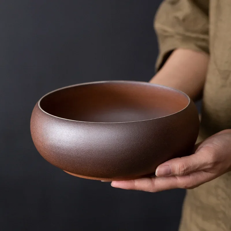 Retro Tea Basin Stoneware Tea Cup Storage Pot Ceremony Utensils Exhausted Jar Kung Fu Set Wash Wash Bowl