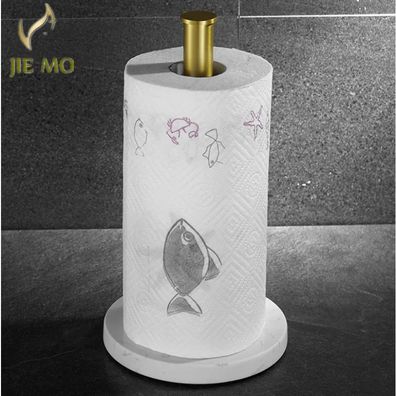 Marble Paper Towel Holder Kitchen Paper Towel Rack Nailing Free Vertical Roll Rack Plastic Wrap Storage Paper towel holder paper towel rack