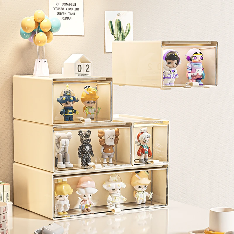 Storage Box with Drawers – Desktop Organizer, Display Case for Collectibles, Office Storage ContainerCustomizable Combination - 5