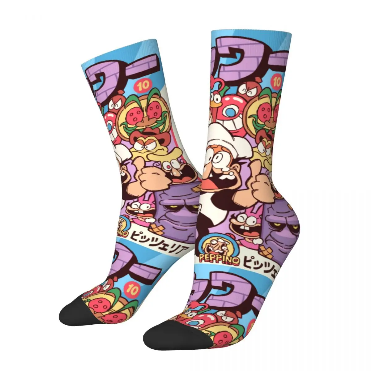 

Pizza Tower Manga Theme Design Crew Socks Accessories for Unisex Cozy Dress Socks