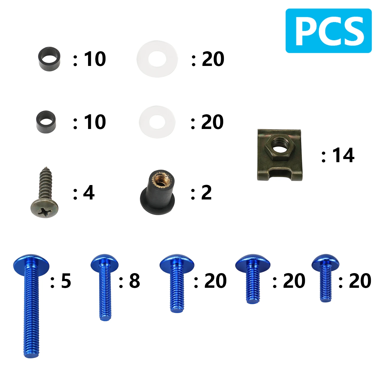 (EU-Lager) 155-teiliges universelles Motorrad-Verkleidungsschrauben-Set für Yamaha MT03 MT07 T700 Honda Suzuki Kawasaki Aprilia Triumph – Detail 2
