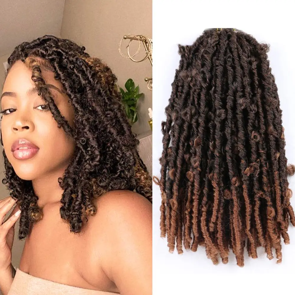 

14" 18" 24" 36" Butterfly Locs Crochet Hair Locs Crochet Braids Goddess Pre Looped Bob Locs Pre-Twist Braid