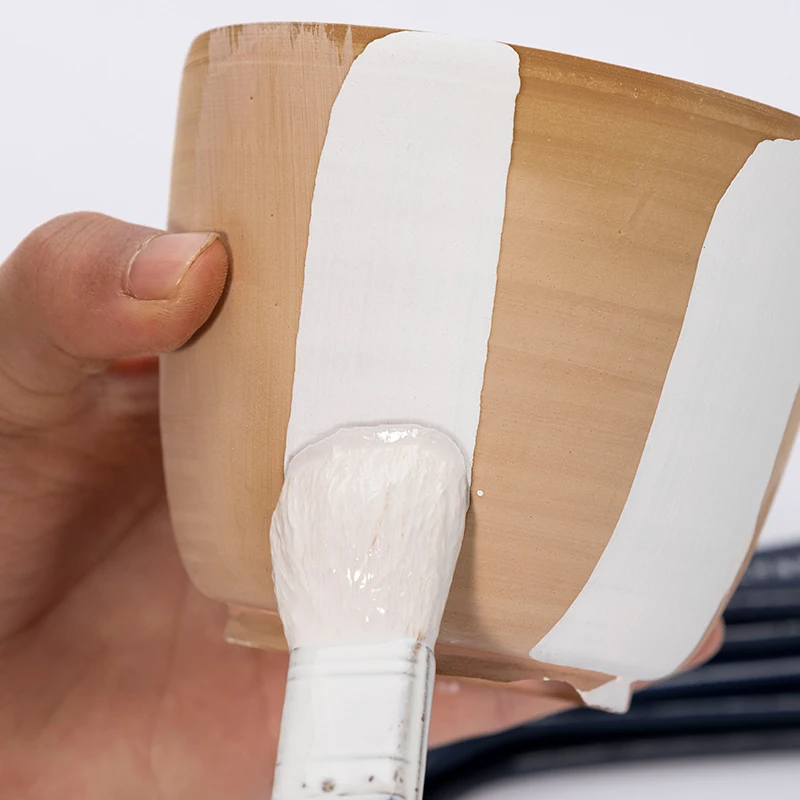 도자기 페인팅 울 브러시, 긴 나무 손잡이, DIY 도자기, 보습 먼지 쓸기 유약, 부드러운 강모 도자기 도구