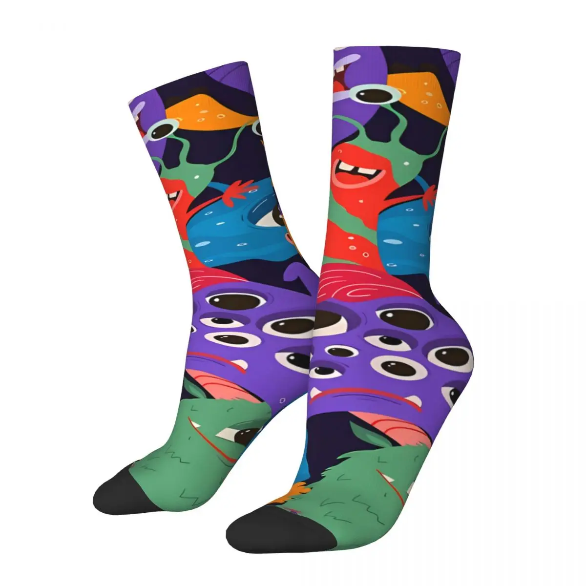 

Happy Men's Socks Monsters Retro Hip Hop Seamless Crew Sock Gift Pattern Printed