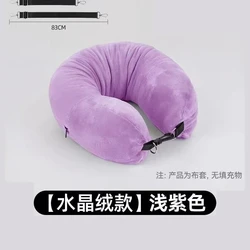 Portable Travel Neck Pillow - Self - Filling, Plush Support Cushion with Travel Bag (Purple)