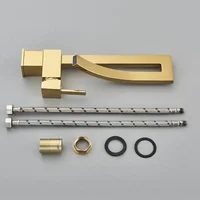 ก๊อกน้ำอ่างล้างหน้า ก๊อกน้ำทองเหลือง ก๊อกผสมน้ำในห้องน้ำ สีดำ/สีทอง ก๊อกน้ำอ่างล้างหน้าแบบก้านโยกเดี่ยว ก๊อกน้ำร้อนและน้ำเย็นสำหรับห้องน้ำ 6