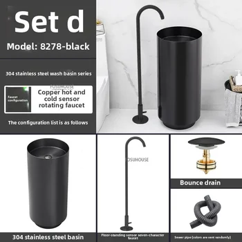 304 สแตนเลสสตีลรอบคอลัมน์อ่างล้างหน้าแบบบูรณาการชั้นยืนสวนกลางแจ้งอ่างล้างหน้า Luxury Bar โรงแรมห้องน้ําอ่างล้างจาน w 22