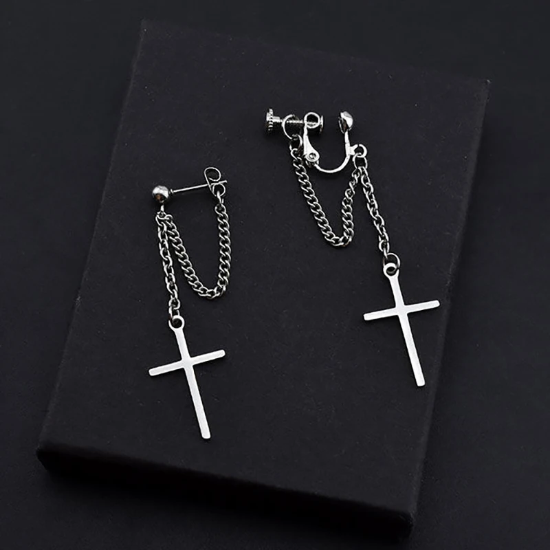 1pair Unisex Stainless Steel Crosses Earrings For Women Gothic Rock Style Jewelry Gift Jewelry Accessories