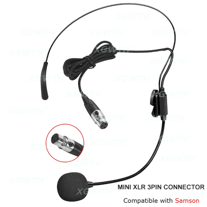 Headset Microphone Dual Ear Head Omnidirectional Condenser Headworn Mic for Sennheiser Shure AKG MiPro Samson Wireless System