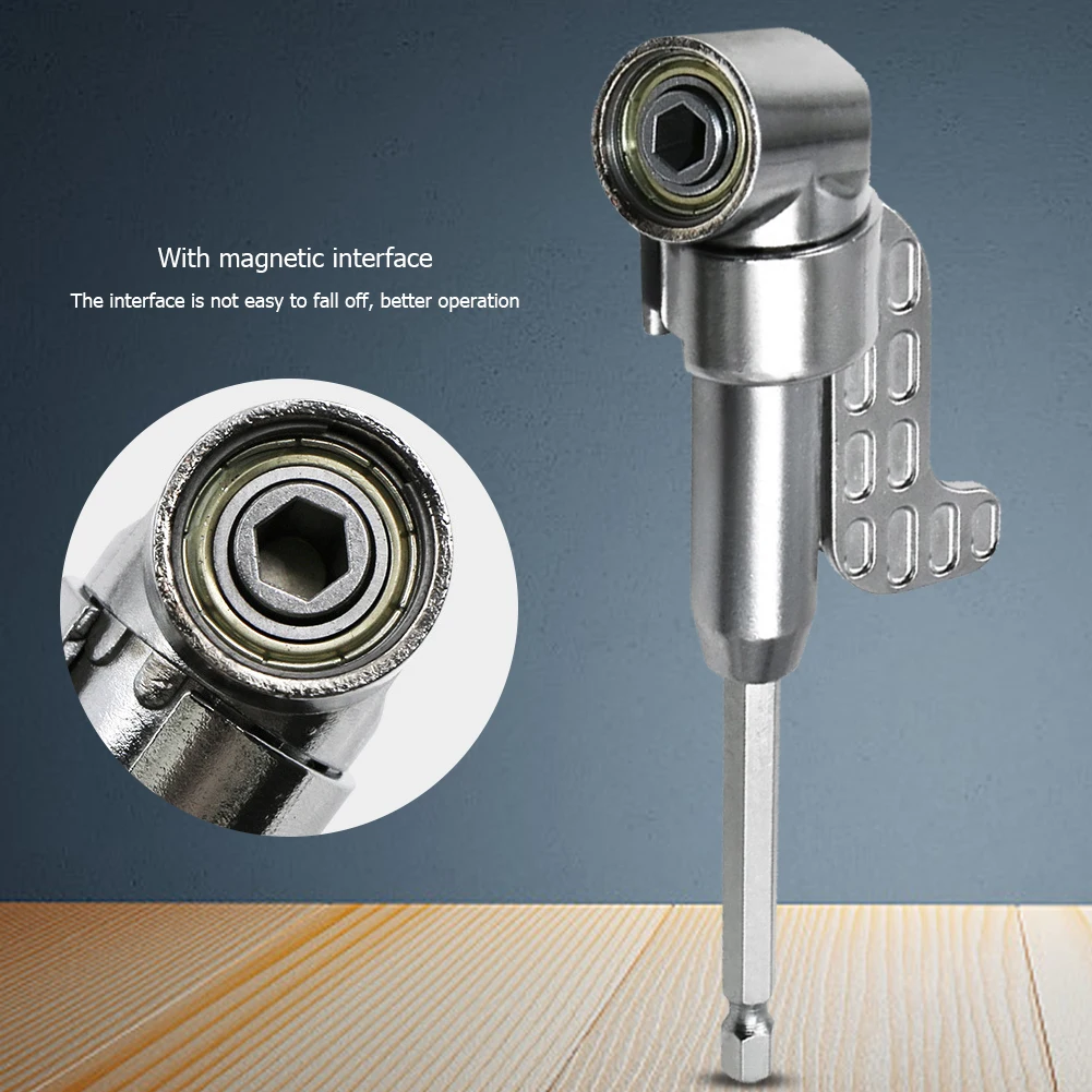 105 도 각도 스크루 드라이버 소켓 거치대 어댑터, 육각 비트 조정 가능한 비트 드릴 각도 스크루 드라이버 배치 헤드, 블랙 실버